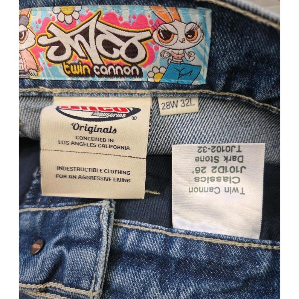 JNCO Jinco Los Angeles W101 Twin Cannon Wide Leg Dark Womens Jeans 28 X 32 New